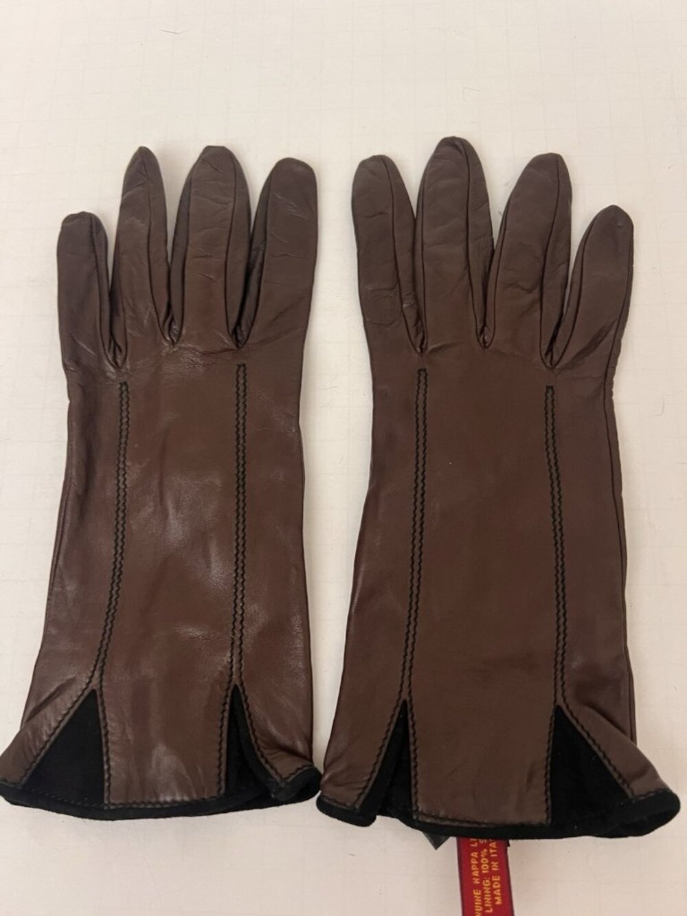 Vintage Cole Haan Brown Leather Silk Lined Winter Dress Gloves Size 8